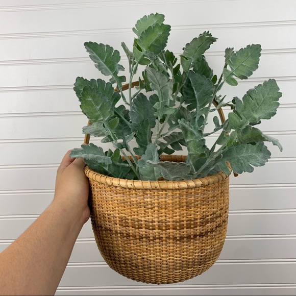 VTG Tan Boho Chic Rattan Wicker Hanging Basket